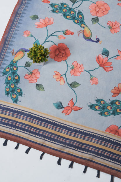 Utsav Mor Linen Saree - Yuvani