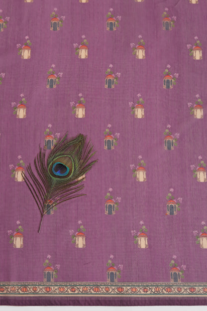 Vrindavan Leela Purple Printed Saree - Yuvani