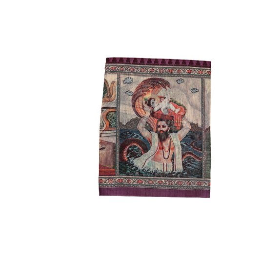 Vrindavan Leela Purple Printed Saree - Yuvani