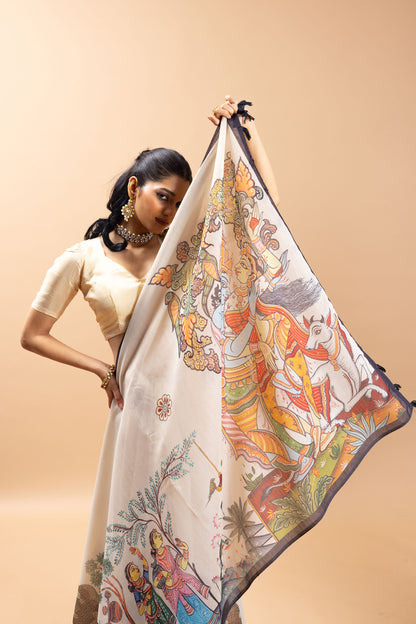 Vrindavan Vaas Chanderi Saree - Yuvani
