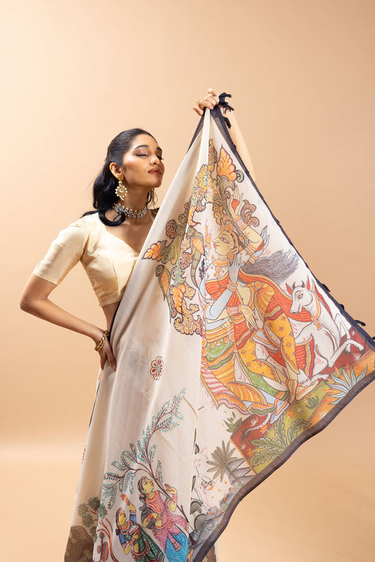 Vrindavan Vaas Chanderi Saree - Yuvani