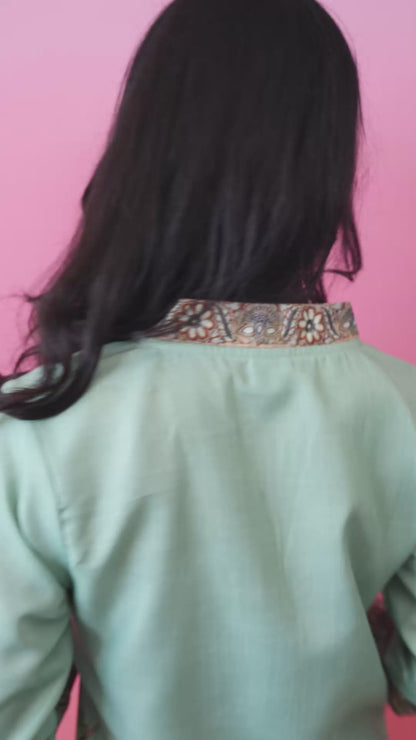 Green Floral Printed Kurti Set