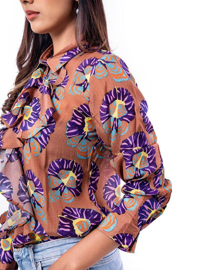 Beautiful Browns Frill Top - Yuvani