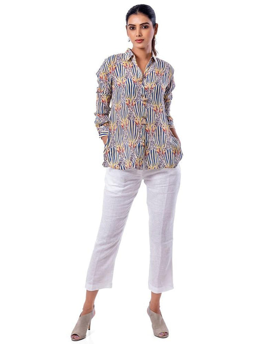 White Pure Linen Pants - Yuvani